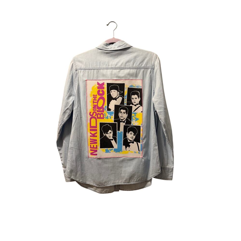 New kids on the block up cycle button up blouse women cotton